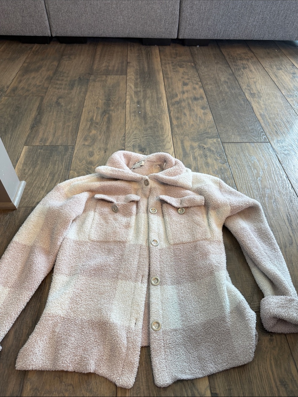 Rachel Zoe Blush and Cream Sherpa Button Jacket